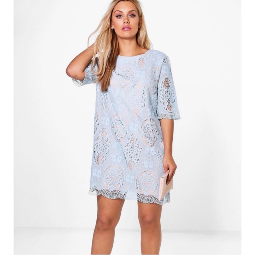 Boohoo plus all over lace shift dress